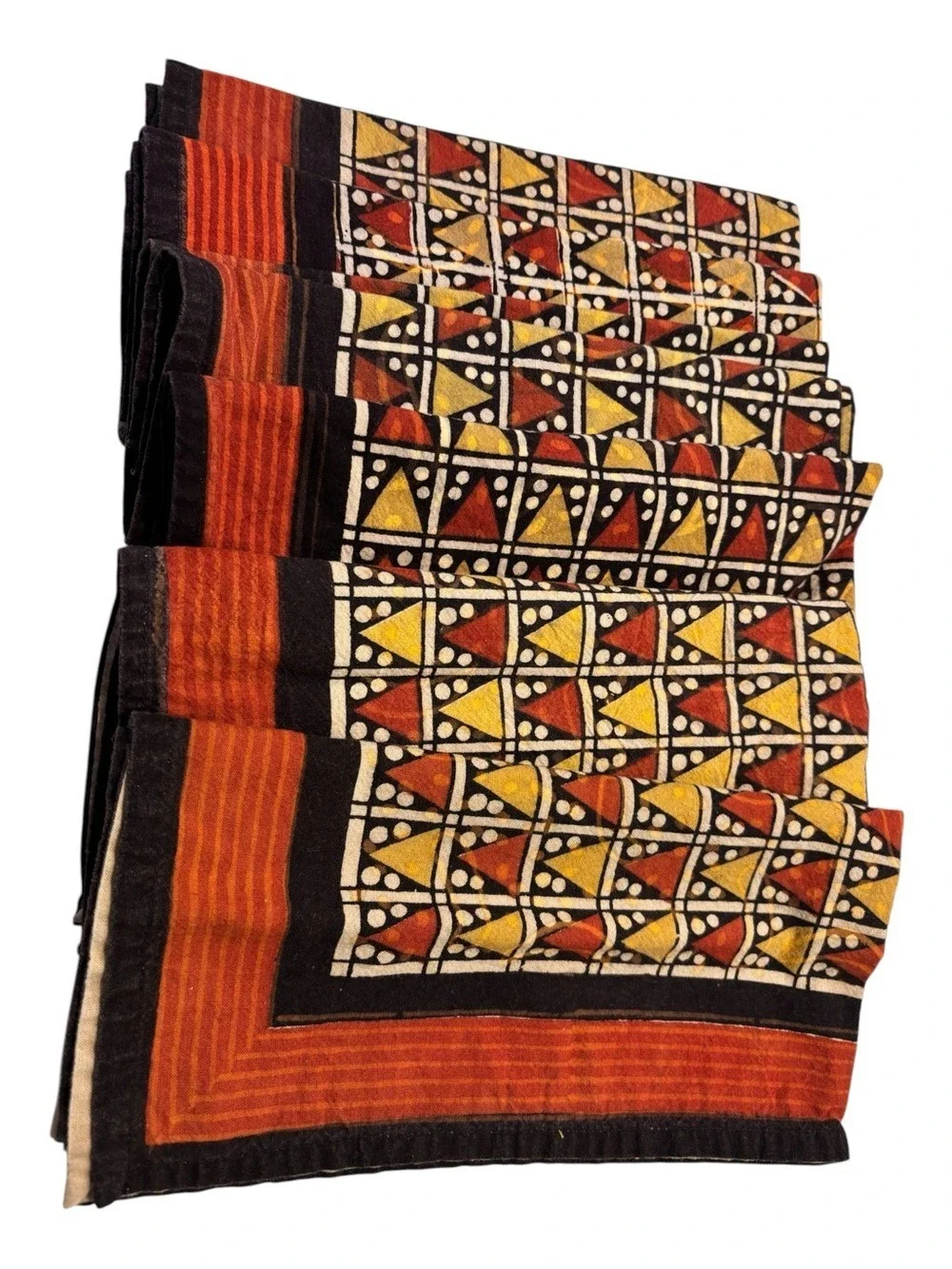 PIER 1 16 PCS NAPKINS COTTON TRIBAL AFRICAN GEOMETRIC PRINT W RUST BLACK BOARDER